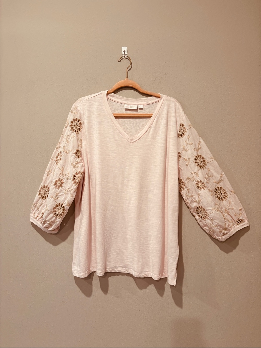 Belle by Kim Gravel Pink V-Neck Tunic Boho Casual Versatile Feminine Comfy Chic